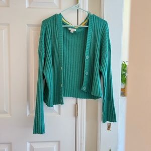 American Eagle Green Crop Cardigan Size L